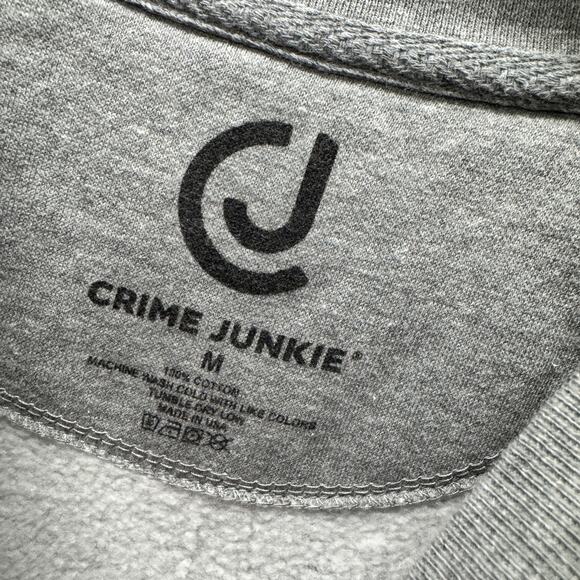 Crime Junkie Sweatshirt Adult Medium Gray Crew Neck Pullover - Picture 3 of 5